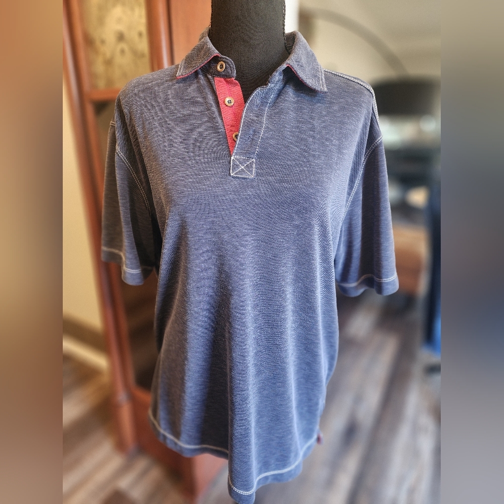 Saks Fifth Avenue polo shirt, heathered navy, size medium